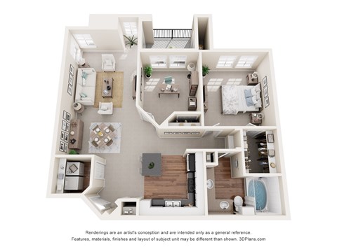 Floor plan for 2 beds, 1 bath, 938 sqft